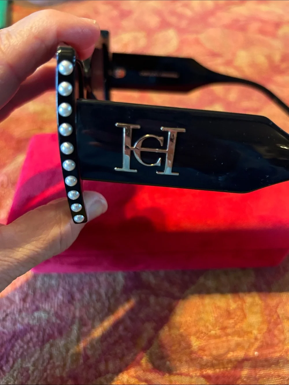 Carolina Herrera Black Square Oversized Sunglasses